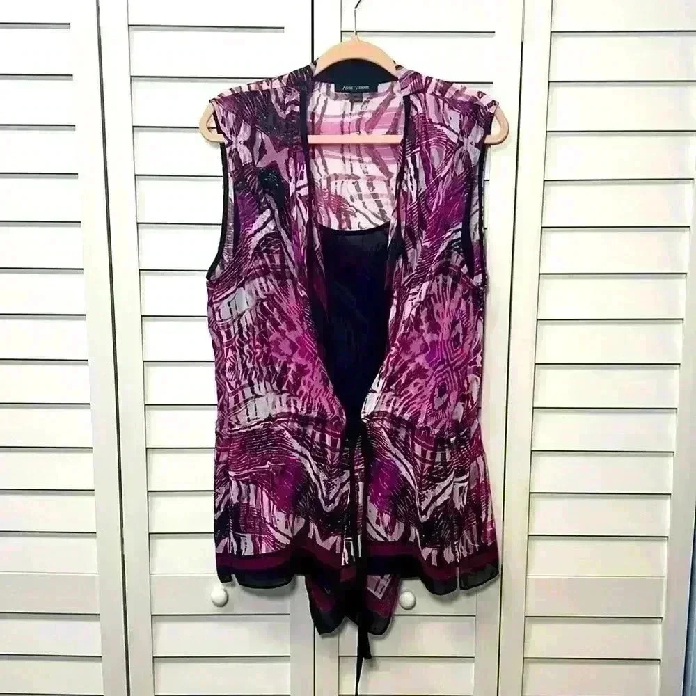 Ashley Stewart Sleeveless Tie Front Duster Top Size 18/20